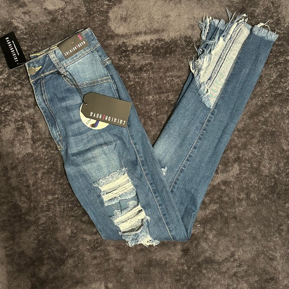 Fashion Nova Blue Distressed Women's Denim Skinny